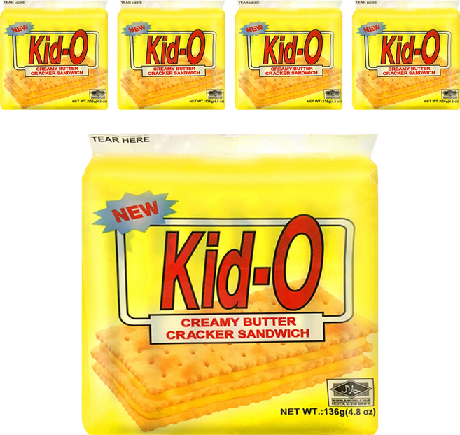 Kid-O 三明治餅乾 奶油口味, 136g, 5袋