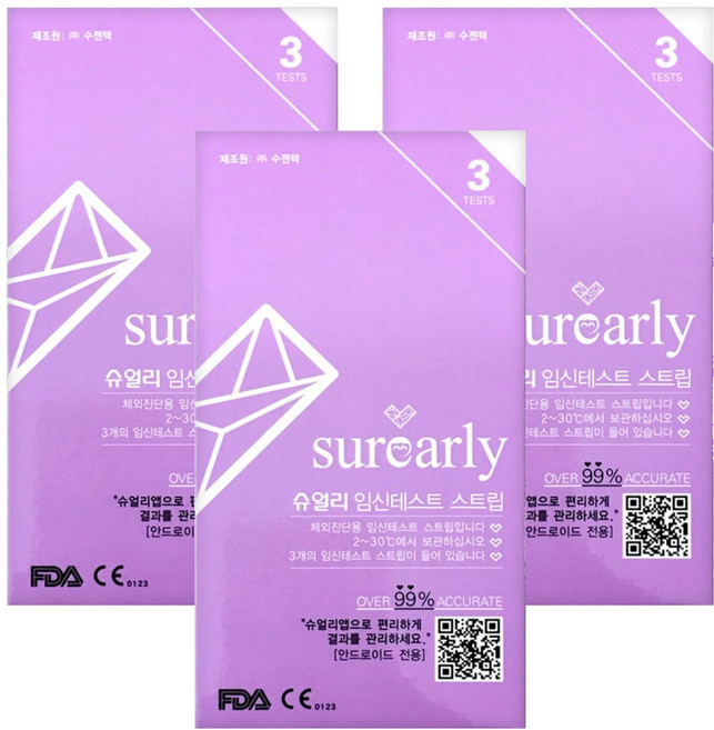 슈얼리 임신테스트 스트립, 3개입, 3개
