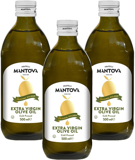 만토바 골든 엑스트라버진 올리브유, 500ml, 3개