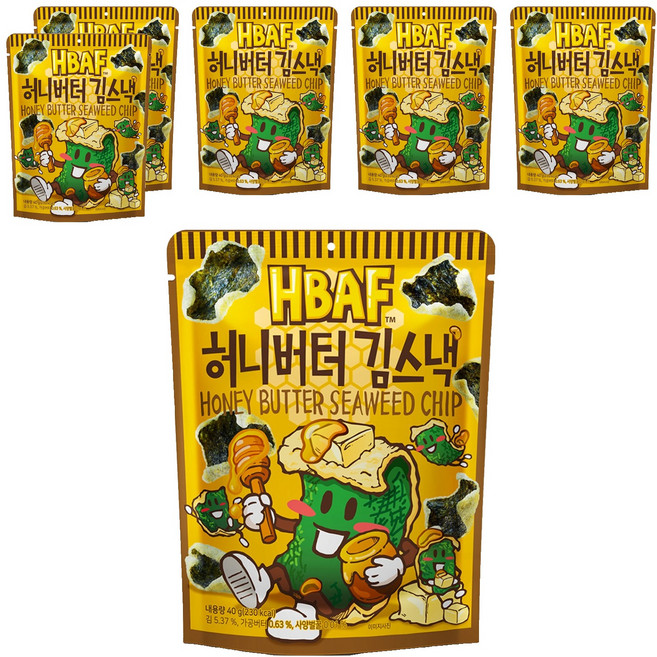 바프 허니버터 김스낵, 40g, 6개
