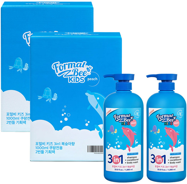포멀비키즈 3 인 1 올인원클렌저 복숭아향, 1L, 4개