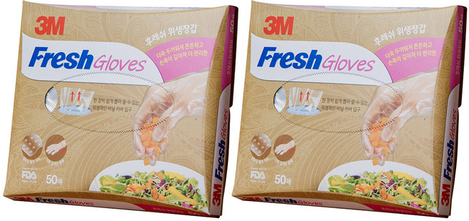 쓰리엠 후레쉬 일회용 비닐 장갑, 50개, 2세트