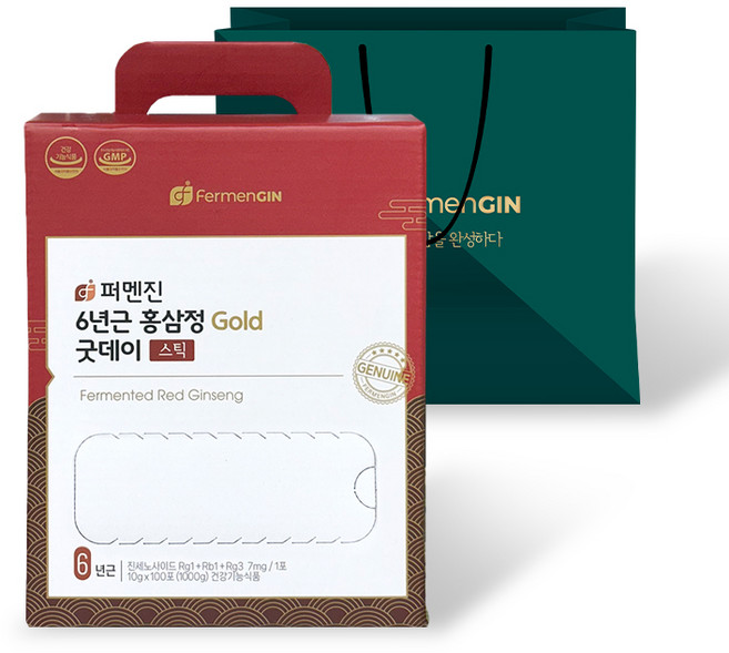 퍼멘진 6년근 홍삼정 골드 굿데이스틱 100p + 쇼핑백, 1kg, 1개