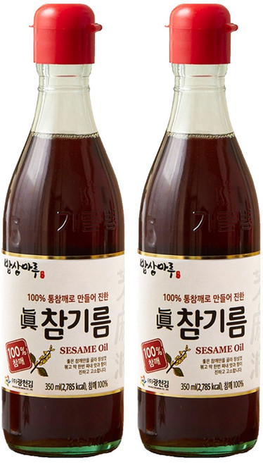 밥상마루 100% 참깨로 만들어 진한 참기름, 350ml, 2개