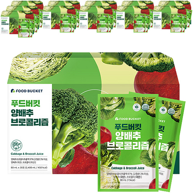 푸드버킷 양배추 브로콜리즙, 80ml, 360개