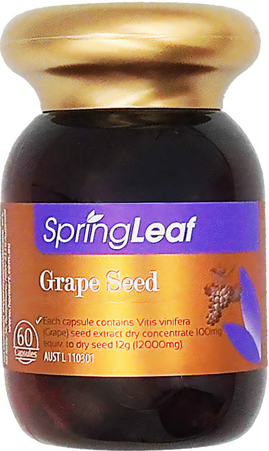 SpringLeaf 綠芙特級 澳洲120倍葡萄籽光采精萃膠囊 60粒, 1瓶