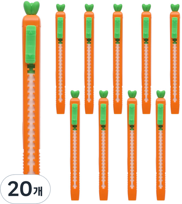 핑크풋 1000 당근 슬라이더 지우개, 혼합색상, 20개