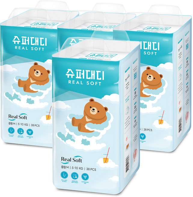 슈퍼대디 리얼소프트 밴드형 기저귀 남녀공용, 중형(M), 152매