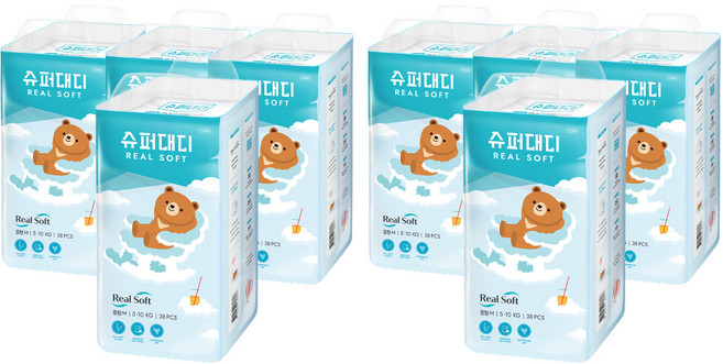 슈퍼대디 리얼소프트 밴드형 기저귀 남녀공용, 중형(M), 304매