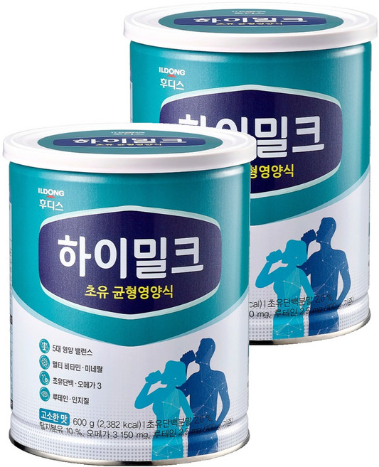 일동후디스 하이밀크 초유 균형영양식 성인분유, 600g, 2개