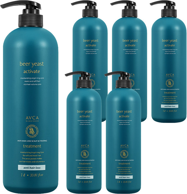 아브카 맥주효모 두피케어 탈모증상완화 트리트먼트, 1L, 6개