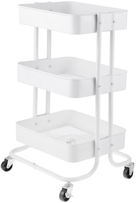 Tamsaa 堅固鐵製置物推車 45 x 37.5 x 72.5cm, 白色, 3層