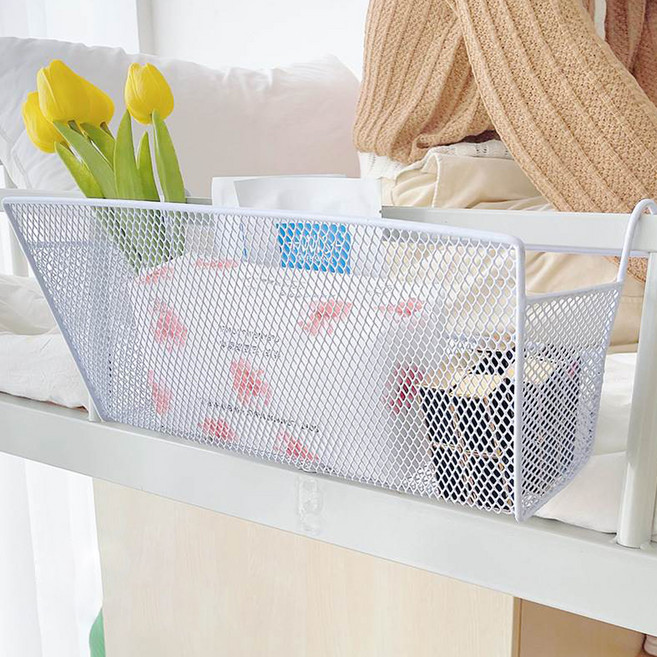 마메 걸이형 침대 수납바구니, 화이트, 1개
