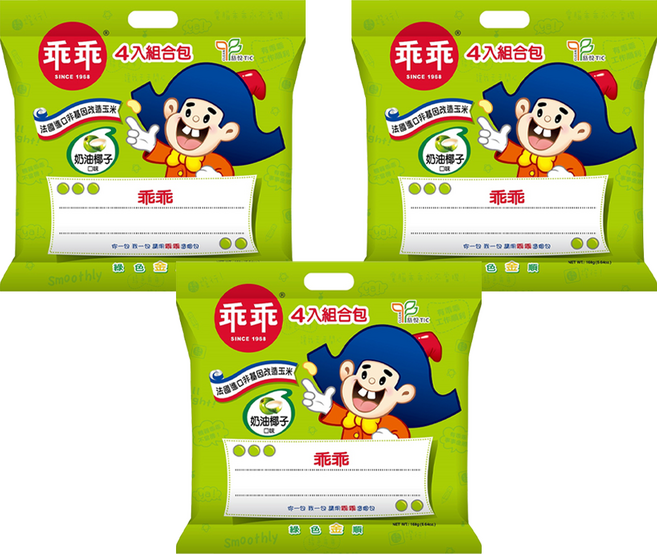 乖乖 玉米脆條 奶油椰子, 160g, 3袋