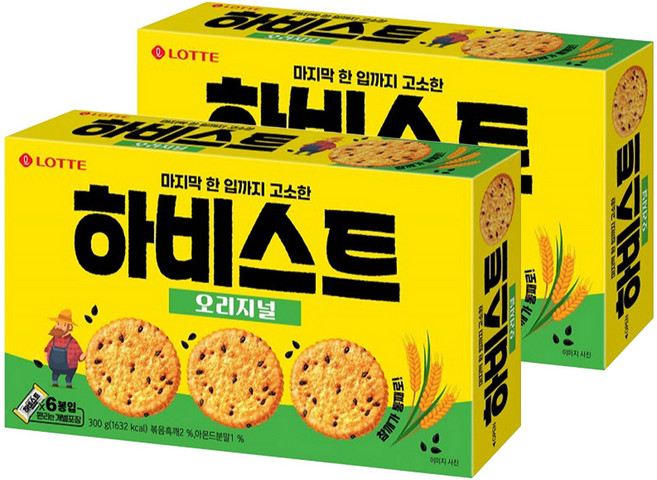 롯데웰푸드 하비스트 오리지널 비스켓, 300g, 2개
