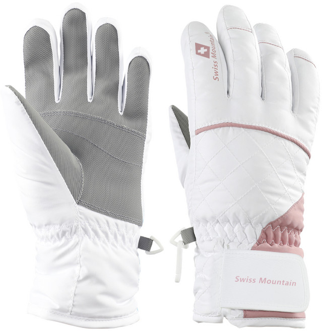 스위스마운틴 여성용 스키장갑 BC950, 화이트핑크, 1개