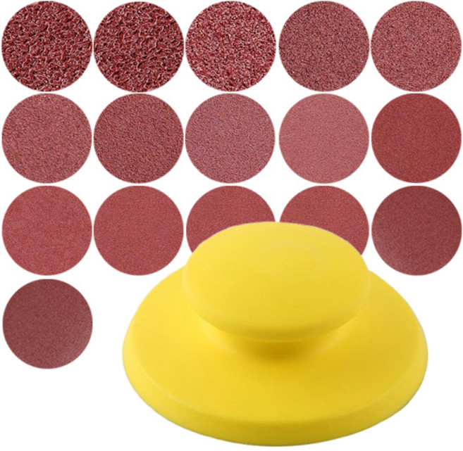 OON 수동 샌딩기 + 원형 사포 16종 세트, 1세트