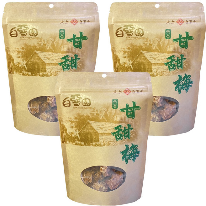 白堊園 茶香甘甜梅, 120g, 3包