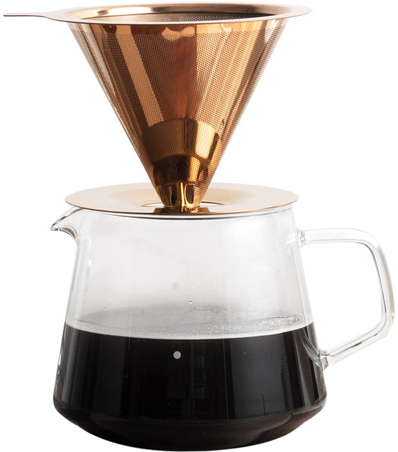 칼딘 티타늄 드리퍼 핸드드립세트 TP-01 로즈골드, 750ml, 1세트, 드리퍼 + 드립서버