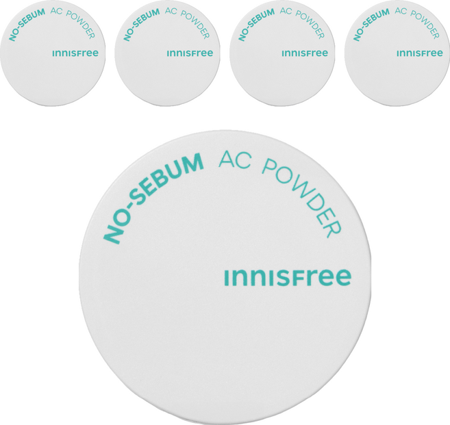 INNISFREE 台灣公司貨 無油無慮繽紛蜜粉2號 5g, 綠色, 5個