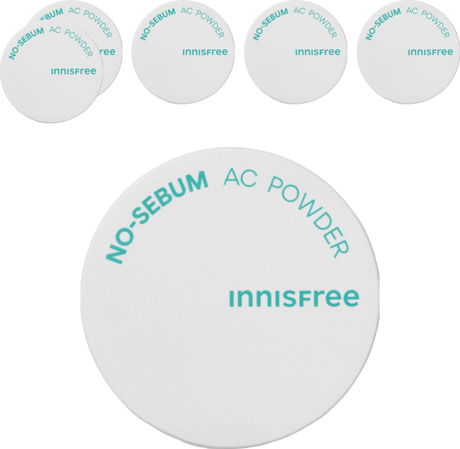 INNISFREE 台灣公司貨 無油無慮繽紛蜜粉2號 5g, 綠色, 6個