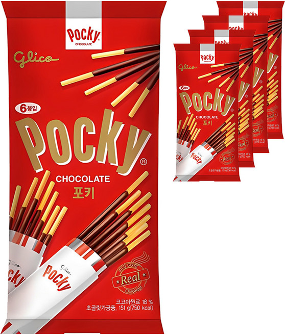 포키 초콜릿 6p, 151g, 5개