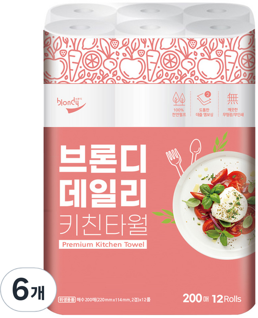 브론디 데일리 키친타월, 200매, 72개