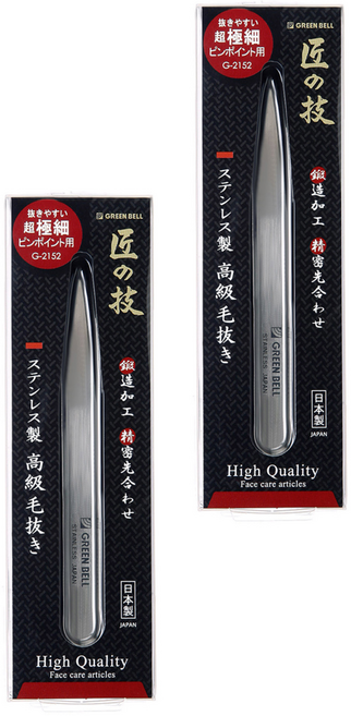그린벨 타쿠미노 와자 인그로운헤어 핀셋 족집게 G-2152, 색상랜덤발송, 2개