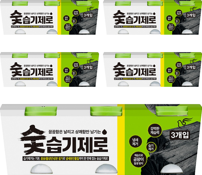 피죤 숯 습기제로 본품, 300g, 15개