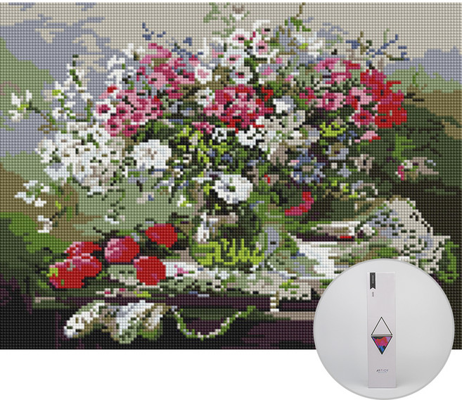 아트조이 DIY 보석십자수 30 x 40 cm, 커피와 꽃, 1개