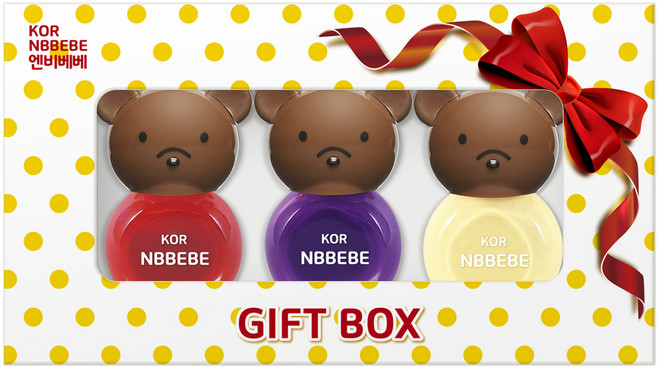 엔비베베 어린이 매니큐어 3종 선물세트, 비비드레드 + 비비드퍼플 + 크림레몬, 1개