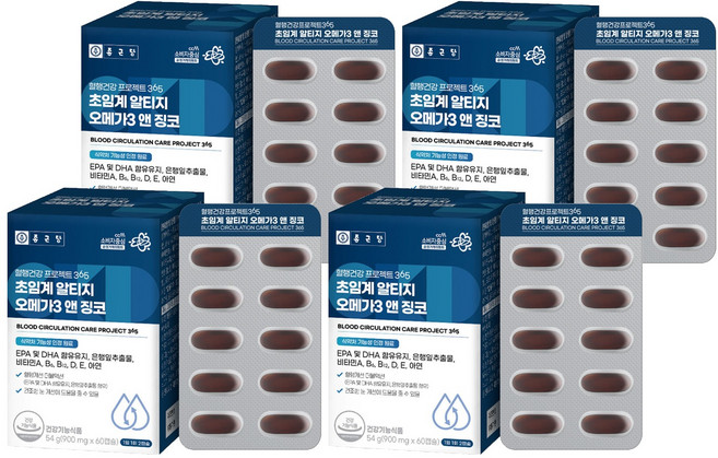 종근당 혈행 건강프로젝트365 초임계 알티지 오메가3 앤 징코, 60정, 4개