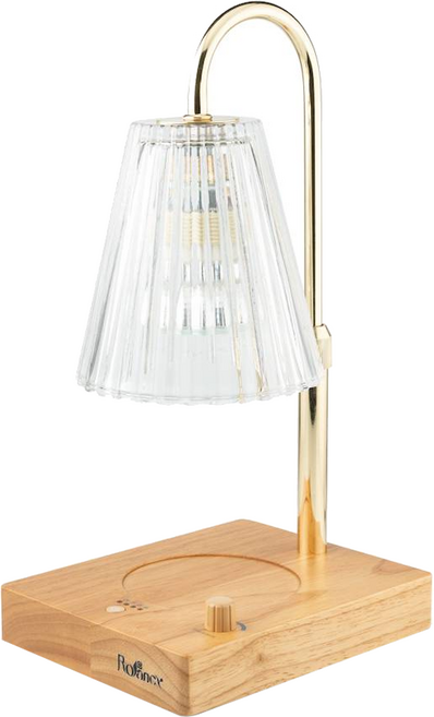 Rofancy 洛帆晞 實木紋玻璃公主定時系列融蠟燈 110V GU10鹵素燈泡 50W, 透明