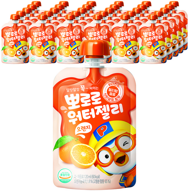 팔도 뽀로로 워터젤리 오렌지, 120ml, 40개