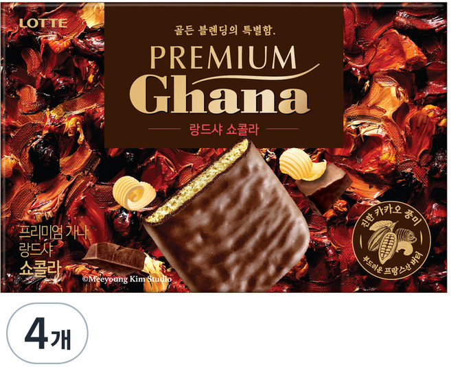 LOTTE 樂天 Ghana 加納 優質Landescha巧克力, 91g, 4個