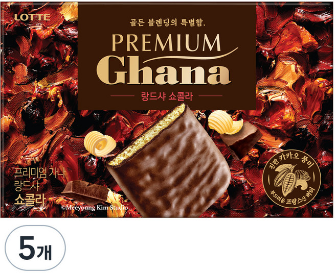 LOTTE 樂天 Ghana 加納 優質Landescha巧克力, 91g, 5個