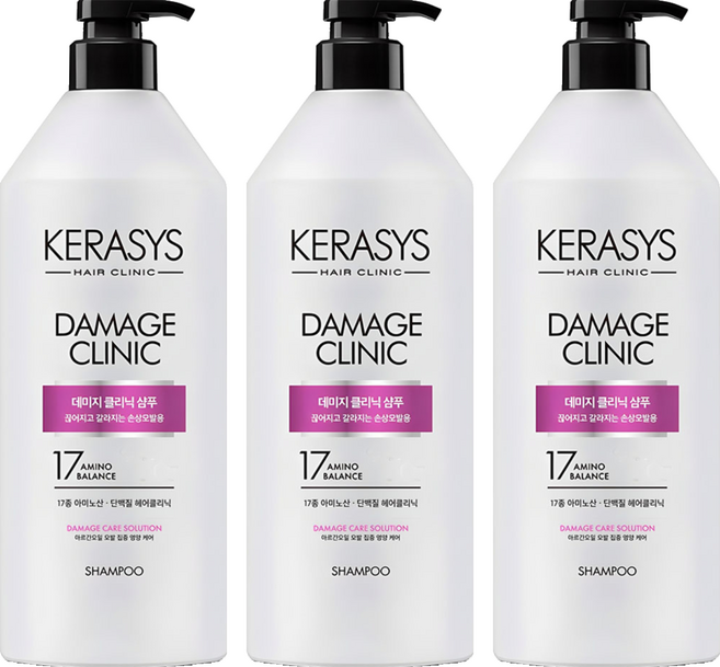 케라시스 데미지 클리닉 손상케어 단백질 샴푸 플로럴파우더향, 980ml, 3개