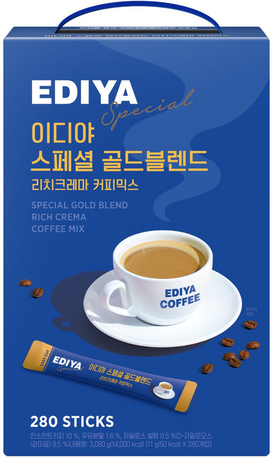 EDIYA COFFEE 特調黃金重乳拿鐵沖泡粉, 11g, 280條, 1盒