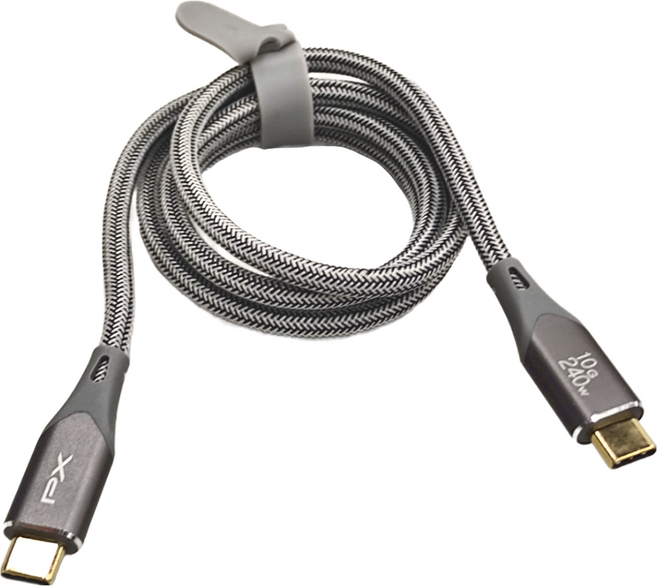 PX 大通 USB3.2 Gen2 Type-C-to-USB-C 充電傳輸線 快充240W 10G極速傳輸 4K@60影音視頻輸出, 1m, 灰色, 1條