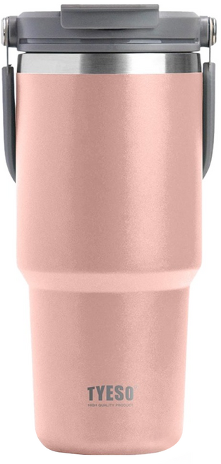 TYESO 泰碩 304不鏽鋼手提保溫隨行杯, 粉色, 750ml, 1個
