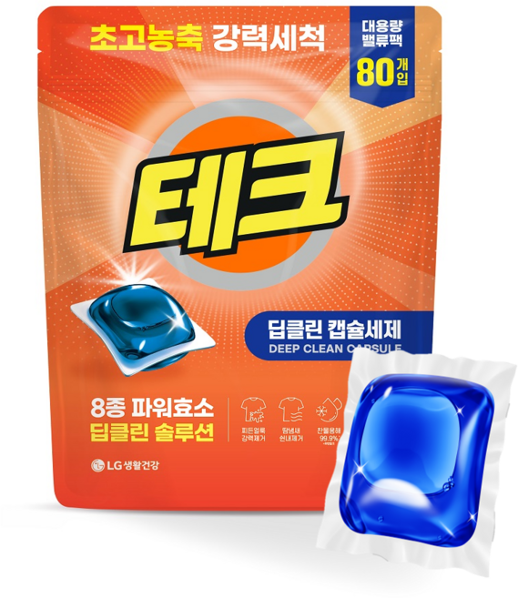 테크 딥클린 초고농축 캡슐세제, 80개입, 1개
