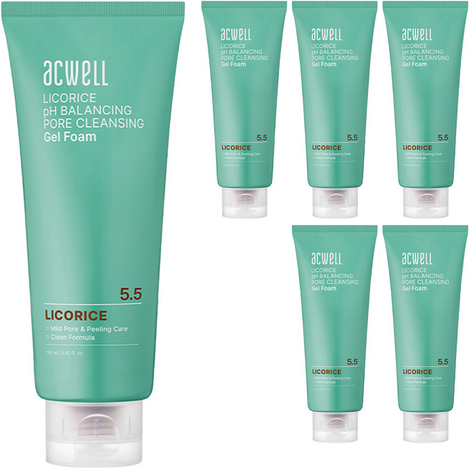 아크웰 감초수 피에이치 밸런싱 포어 클렌징 젤 폼, 160ml, 6개