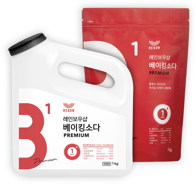 레인보우샵 왕톡톡이 베이킹소다 리필세트, 1kg, 1세트