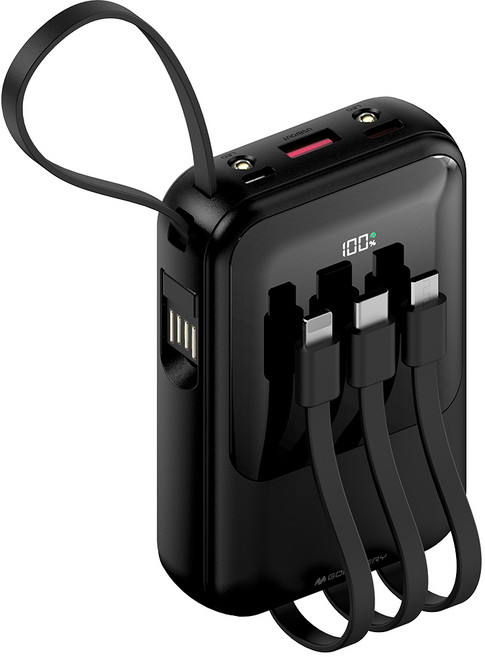 구스페리 PD 22.5W 고속충전 일체형 미니 보조배터리 10000mAh, 블랙, GG1260100