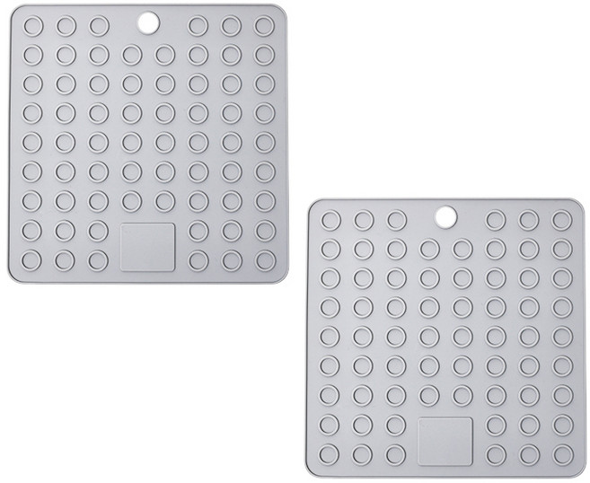 생활공식 사각 심플 실리콘 냄비받침, 2개, 그레이