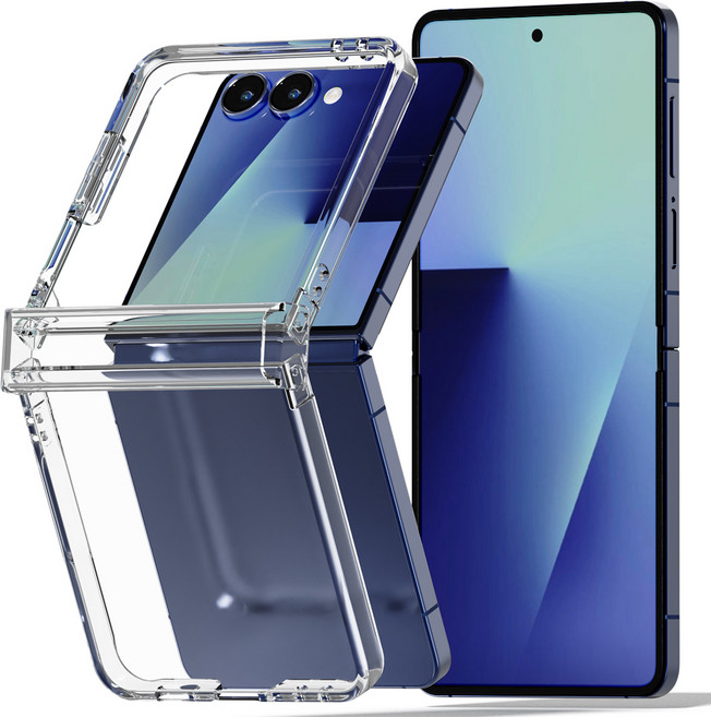 누아트 변색없이 투명한 어센틱클리어 힌지 보호형 하드 휴대폰 케이스