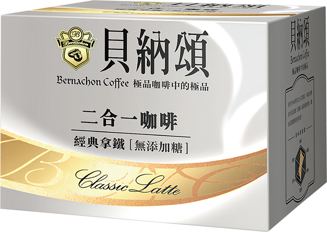 貝納頌 二合一拿鐵 無糖, 13g, 25包, 1盒