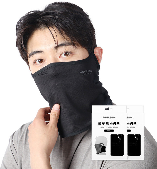 코오롱글로벌 쿨핏 넥스카프, 블랙, 2개