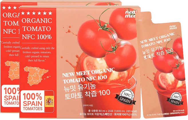 뉴밋 유기농 토마토 착즙 100, 1.6L, 2박스