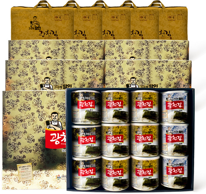 광천김 3대째 달인 캔김 혼합 선물세트 2호, 5개
